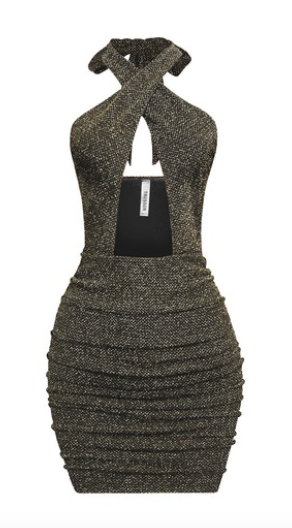Sleeveless Halter Metallic Mini Dress