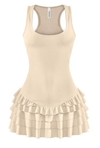 Sleeveless Squareneck Ruffled Romper Mini Dress