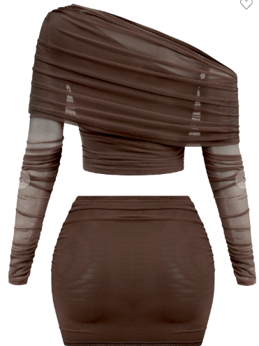 Asymmetrical Mesh Top & Mini Skirt Set