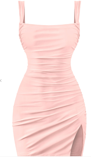 Sleeveless Open Back Slip Mini Dress W/ Side Slit