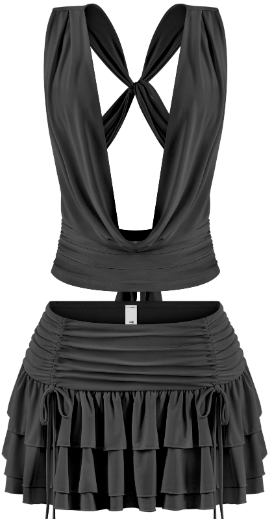 Open Back Crop Top & Ruffled Mini Skirt Set