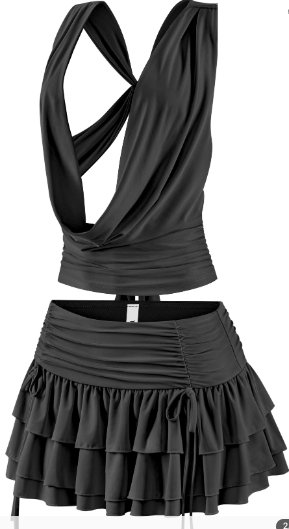 Open Back Crop Top & Ruffled Mini Skirt Set