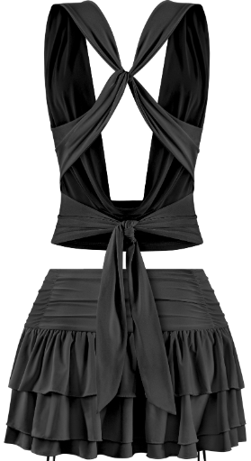 Open Back Crop Top & Ruffled Mini Skirt Set