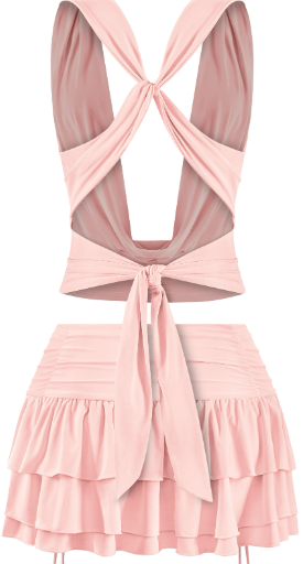 Open Back Crop Top & Ruffled Mini Skirt Set