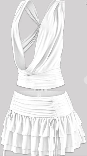 Open Back Crop Top & Ruffled Mini Skirt Set