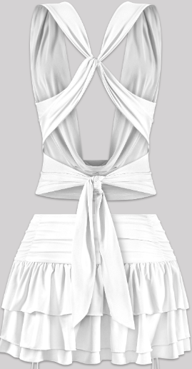 Open Back Crop Top & Ruffled Mini Skirt Set