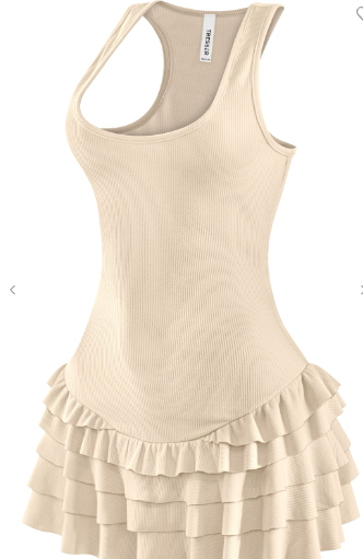 Sleeveless Squareneck Ruffled Romper Mini Dress