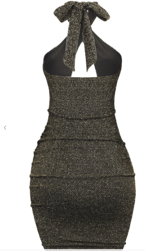 Sleeveless Halter Metallic Mini Dress